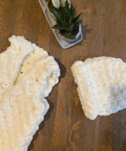 Handmade Premium Baby Chenille Set - Vest, Hat, and Blanket