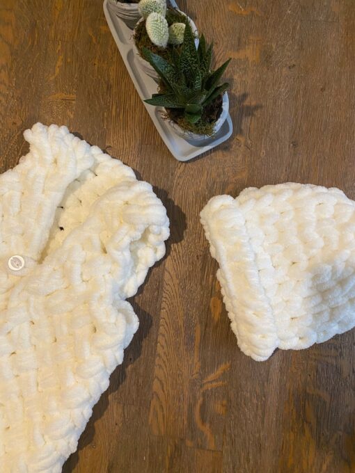 Handmade Premium Baby Chenille Set - Vest, Hat, and Blanket